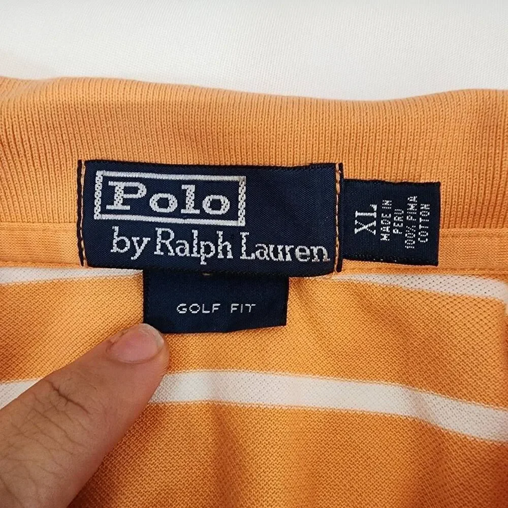 Polo Ralph Lauren Men's Size XL Polo Golf Fit Orange Stripe Shirt P13